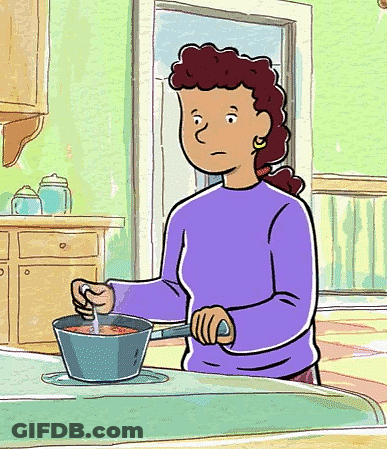 Woman In Purple Sweater Stirring Soup GIF