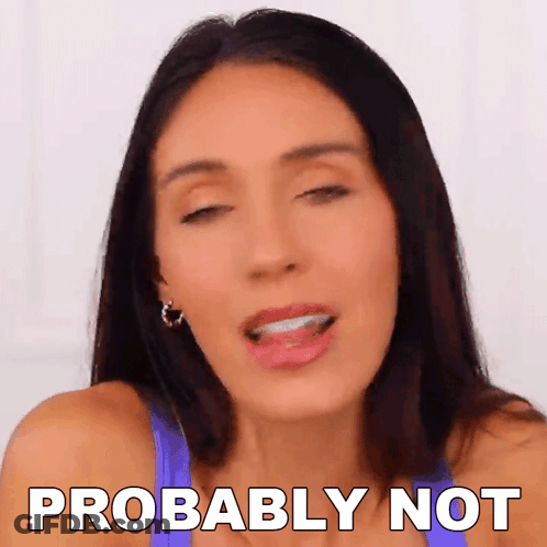 Woman In Purple Tank Top Making Face Saying Probably Not GIF