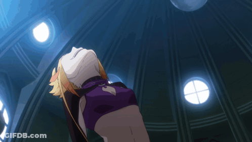 Woman In Purple Top, Black Gloves, Looking Skyward GIF