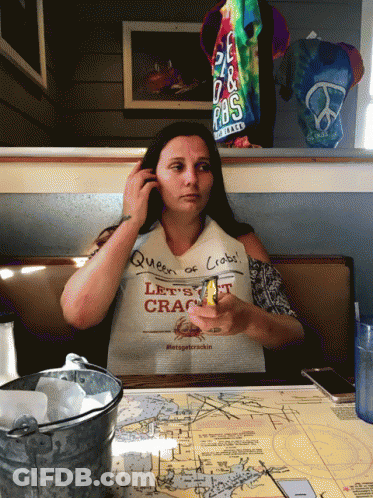 Woman In Queen Of Crabs T-Shirt GIF