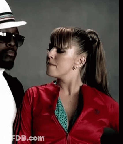 Woman In Red Adidas Jacket Next To Man With Sunglasses GIF