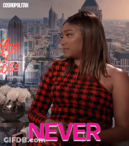 Woman In Red And Black Dress Saying Never GIF