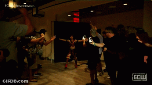 Woman In Red And Black Outfit GCW Homecoming GIF