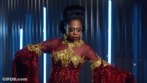 Woman In Red And Gold Dress GIF