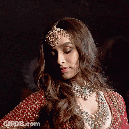 Woman In Red And Gold Dress GIF