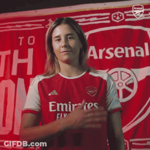 Woman In Red And White Arsenal Jersey GIF