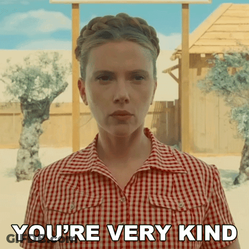 Woman In Red And White Plaid Shirt Says You're Very Kind GIF