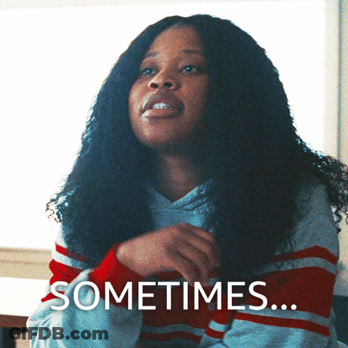 Woman In Red And White Striped Shirt Saying Sometimes GIF