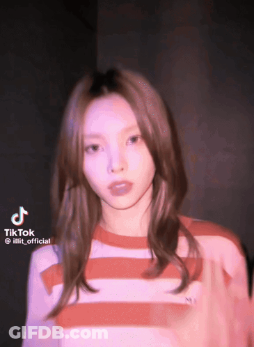 Woman In Red And White Striped Shirt TikTok GIF