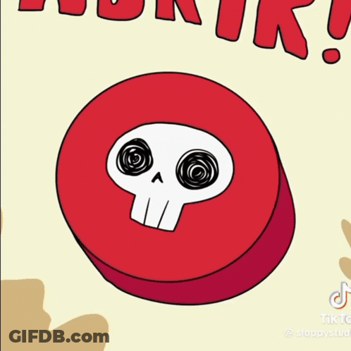 Woman In Red Apron With Help Badge GIF