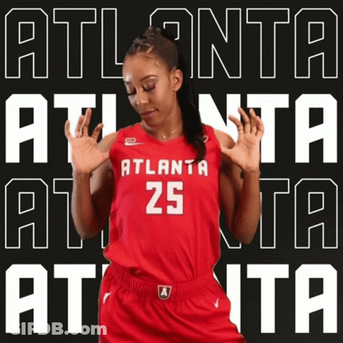 Woman In Red Atlanta Jersey Number 25 GIF