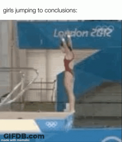 Woman In Red Bathing Suit Jumping Into Pool London 2012 Sign GIF
