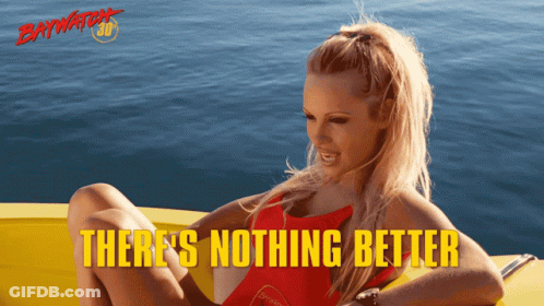 Woman In Red Bathing Suit Sits In Boat Saying There's Nothing Better GIF