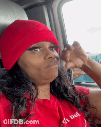 Woman In Red Beanie Red T-Shirt Just But GIF