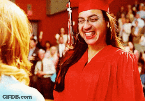 Woman In Red Cap And Gown Smiling GIF