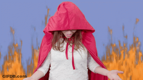 Woman In Red Cape Screaming GIF