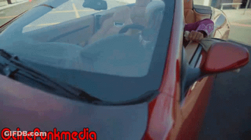 Woman In Red Car Cinefunkmedia GIF