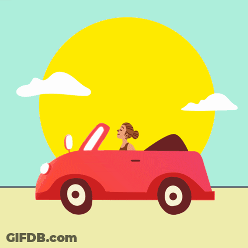 Woman In Red Car With Hello Summer GIF