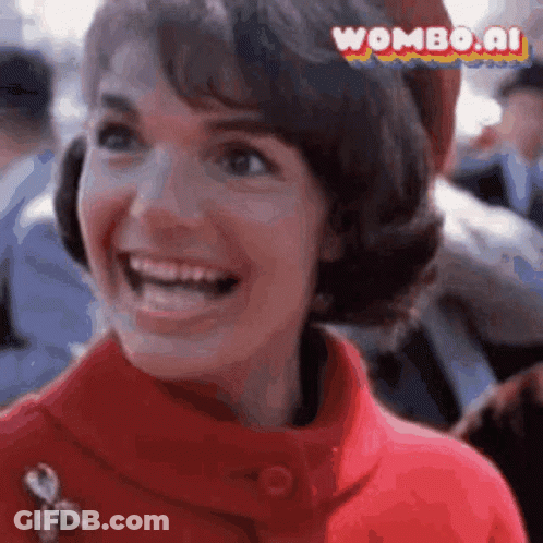 Woman In Red Coat Smiling Wombo.ai GIF