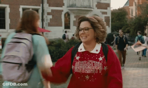 Woman In Red Decatur University Sweater Shaking Hands GIF