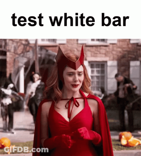 Woman In Red Dress And Cape Saying Test White Bar GIF