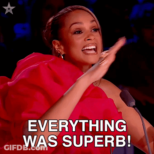Woman In Red Dress Applauds Says Everything Was Superb GIF