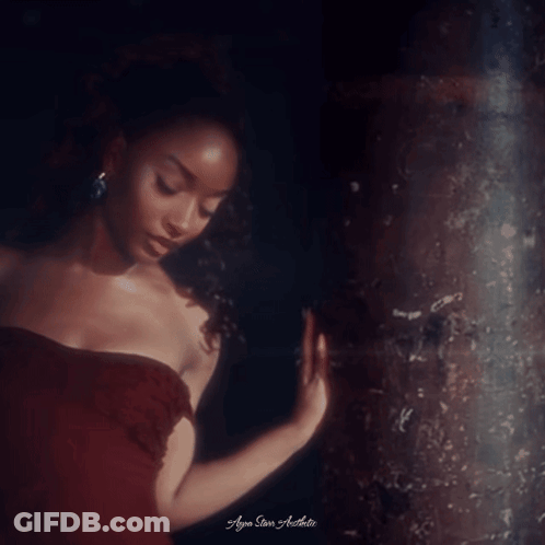 Woman In Red Dress Aqua Star Aesthetic GIF