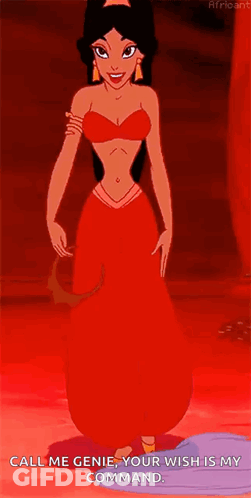 Woman In Red Dress Call Me Genie GIF