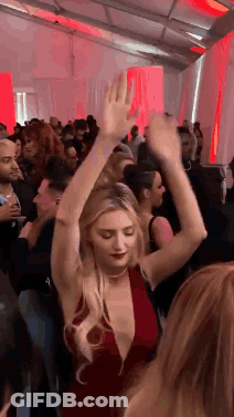 Woman In Red Dress Dancing GIF