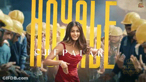 Woman In Red Dress Dancing Before Construction Workers GIF