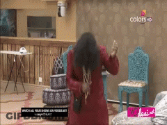 Woman In Red Dress Dancing Colors HD GIF