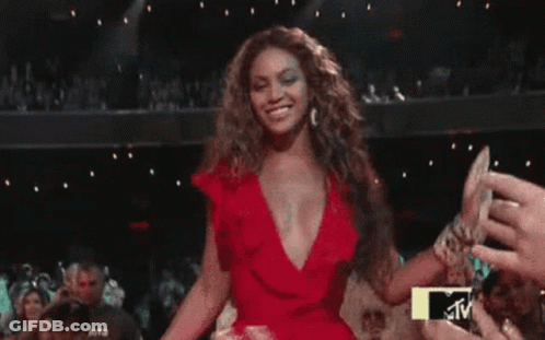 Woman In Red Dress Dancing Crowd MTV Logo GIF