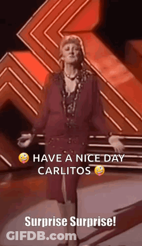 Woman In Red Dress Dancing Have A Nice Day Carlitos GIF