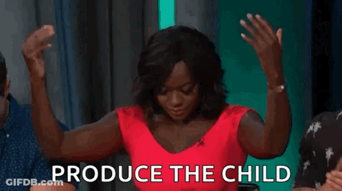 Woman In Red Dress Dancing Saying Produce The Child GIF