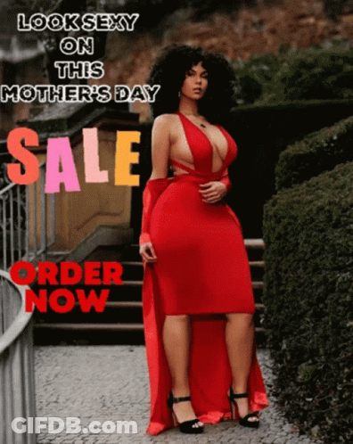 Woman In Red Dress For Mother's Day GIF