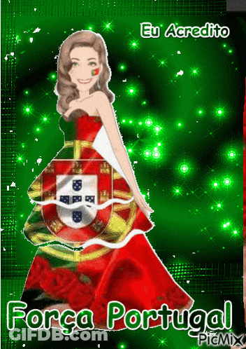 Woman In Red Dress Força Portugal GIF