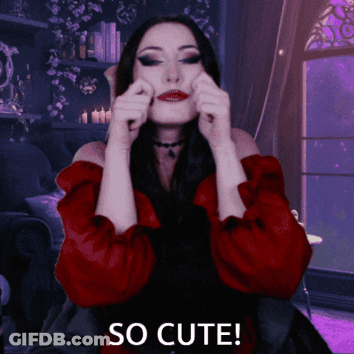 Woman In Red Dress Funny Face So Cute GIF