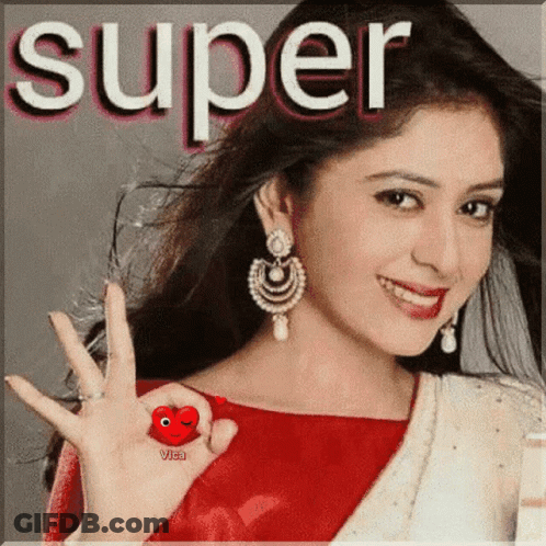 Woman In Red Dress Giving OK Sign With Super GIF