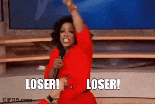 Woman In Red Dress Holding Microphone Saying Loser GIF