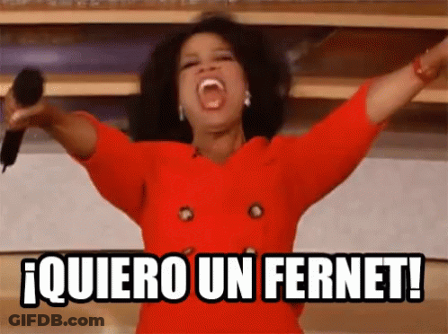 Woman In Red Dress Holding Microphone Saying Quiero Un Fernet GIF