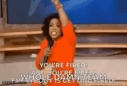 Woman In Red Dress Holding Microphone Saying Youre Fired GIF