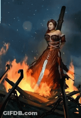 Woman In Red Dress Holding Stick GIF