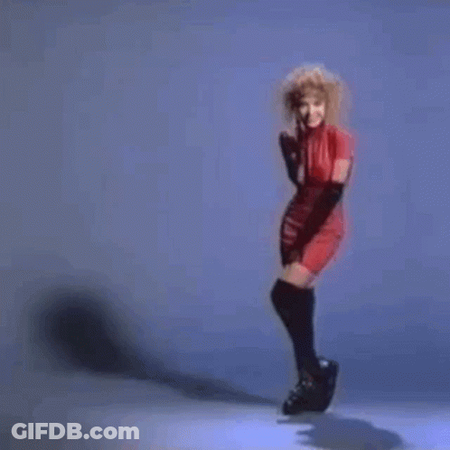 Woman In Red Dress Ice Skating GIF