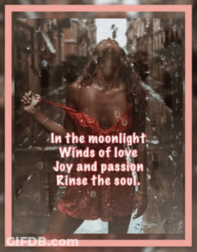 Woman In Red Dress In Moonlight GIF