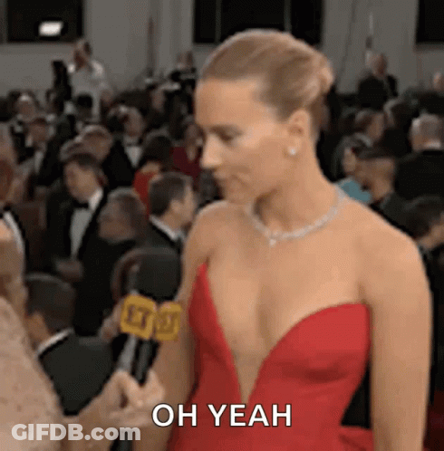 Woman In Red Dress Interviewed By Reporter Says Oh Yeah GIF
