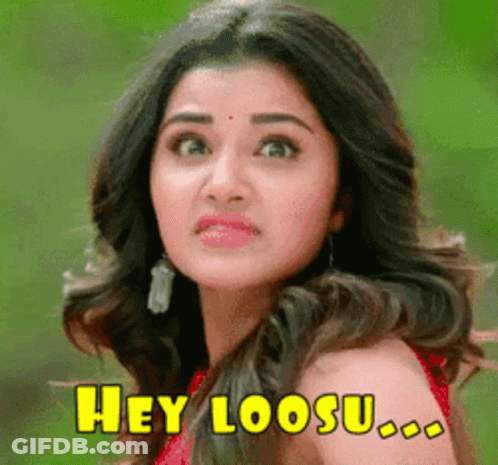 Woman In Red Dress Making Funny Face Saying Hey Loosu GIF