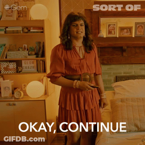Woman In Red Dress Okay Continue GIF
