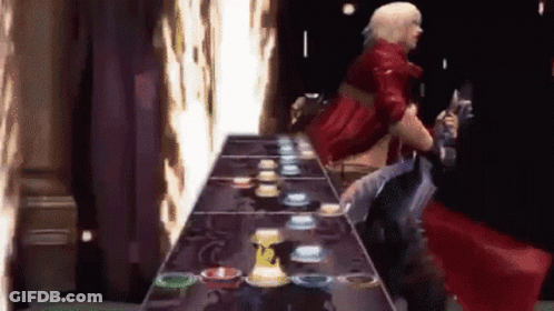 Woman In Red Dress Playing Guitar GIF