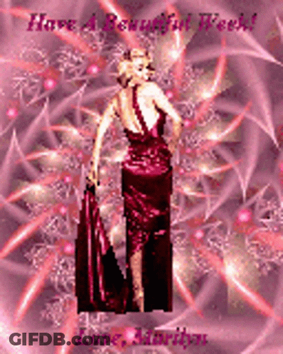 Woman In Red Dress Saying Have A Beautiful Week GIF