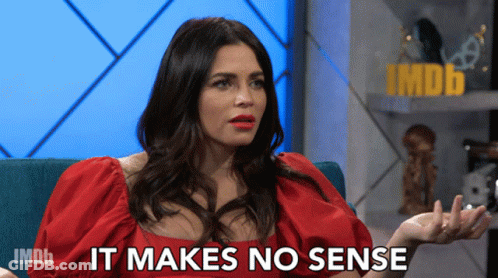 Woman In Red Dress Saying It Makes No Sense GIF